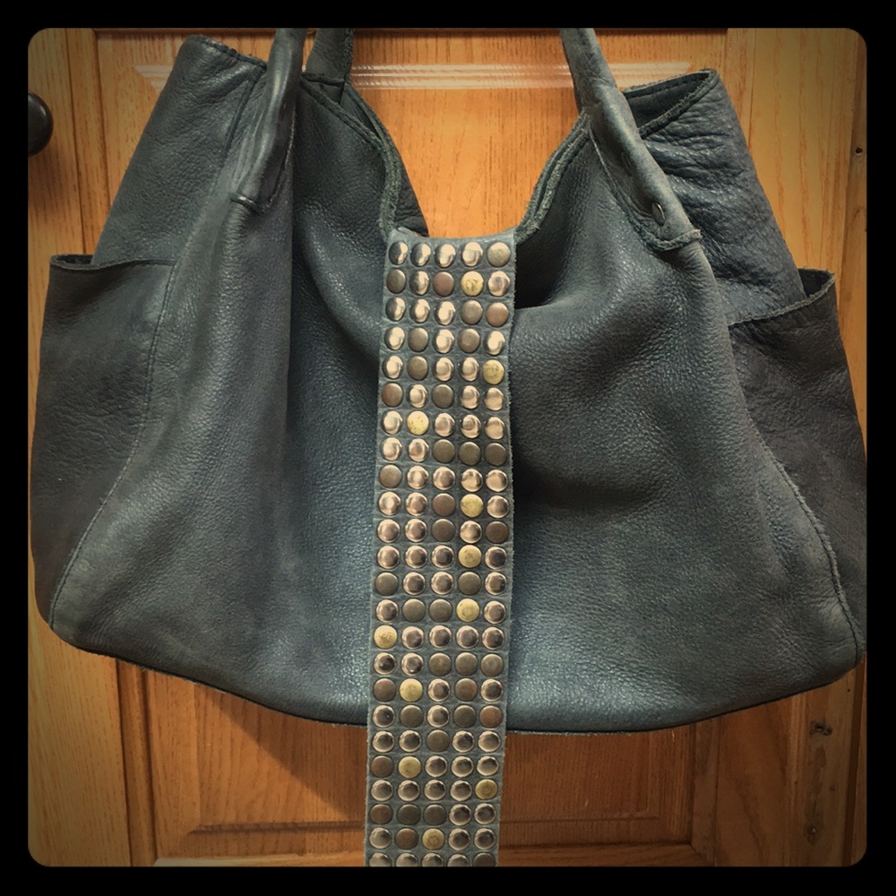 Soft Cow skin leather stadds bag
